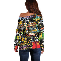 Raised On Hip Hop Off Shoulder Sweater Graffiti Art Style - Wonder Print Shop