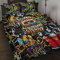 Raised On Hip Hop Quilt Bed Set Graffiti Art Style - Wonder Print Shop