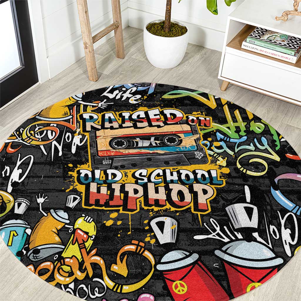 Raised On Hip Hop Round Carpet Graffiti Art Style - Wonder Print Shop