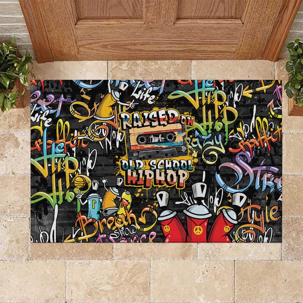 Raised On Hip Hop Rubber Doormat Graffiti Art Style - Wonder Print Shop