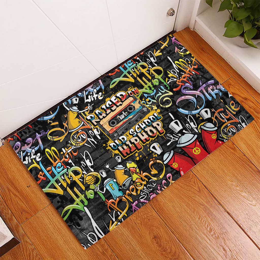 Raised On Hip Hop Rubber Doormat Graffiti Art Style - Wonder Print Shop