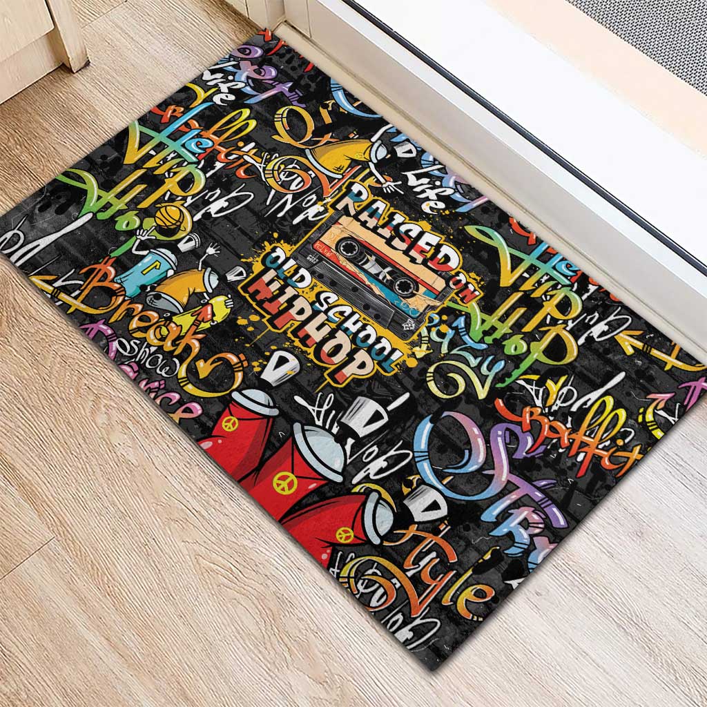 Raised On Hip Hop Rubber Doormat Graffiti Art Style - Wonder Print Shop