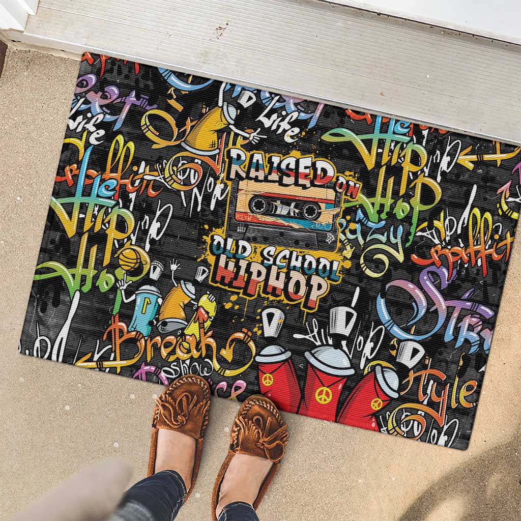 Raised On Hip Hop Rubber Doormat Graffiti Art Style - Wonder Print Shop