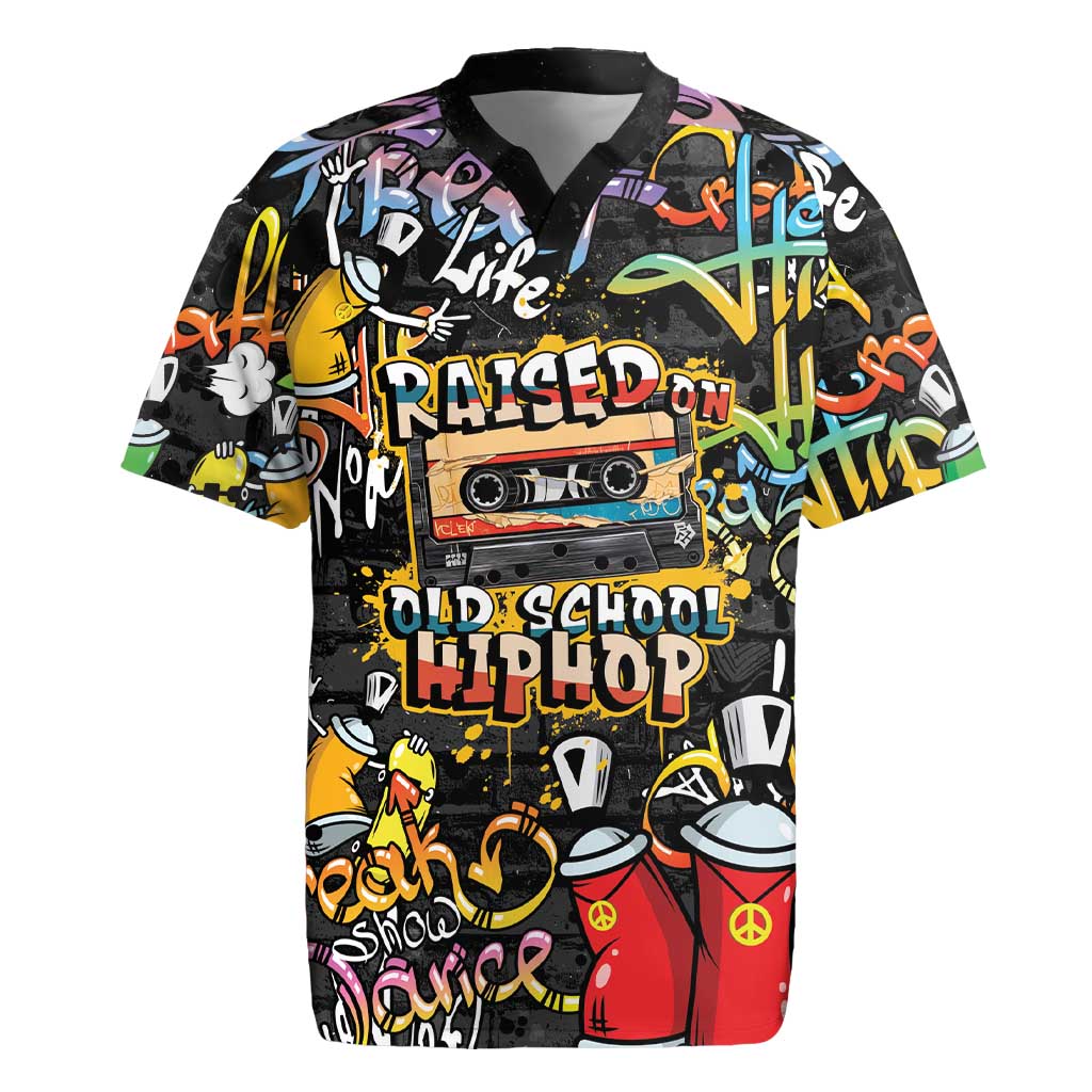 Raised On Hip Hop Rugby Jersey Graffiti Art Style - Wonder Print Shop