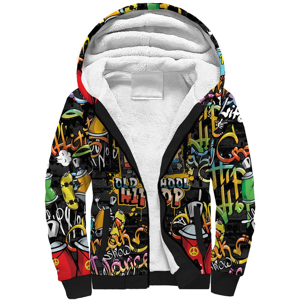 Raised On Hip Hop Sherpa Hoodie Graffiti Art Style - Wonder Print Shop