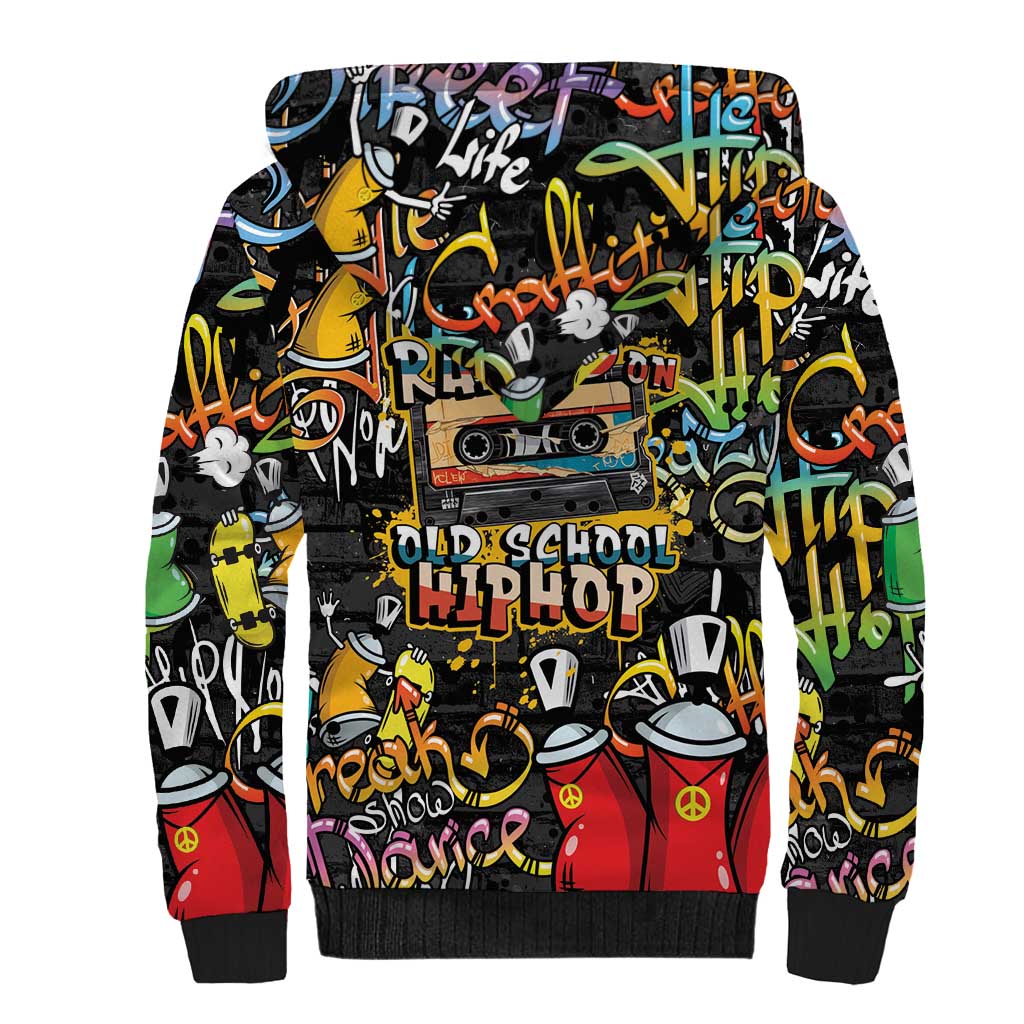 Raised On Hip Hop Sherpa Hoodie Graffiti Art Style - Wonder Print Shop