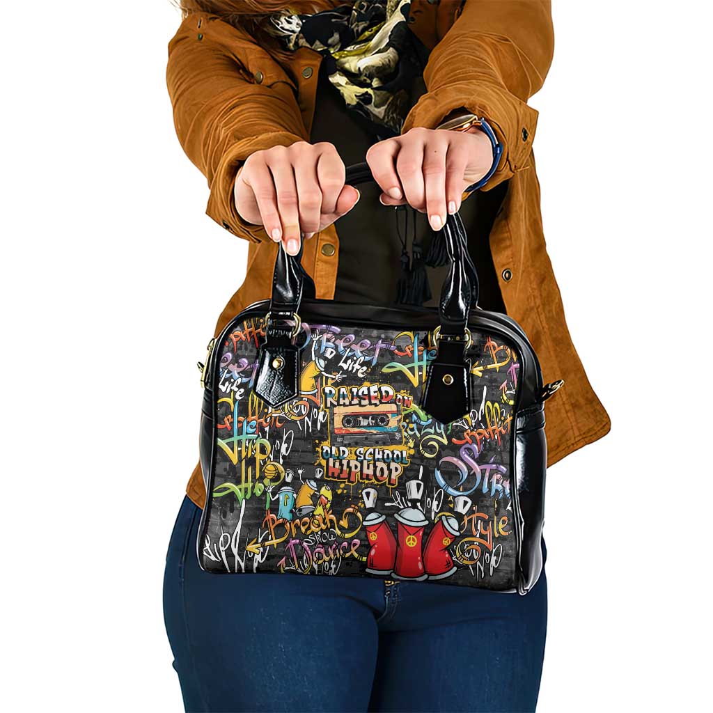 Raised On Hip Hop Shoulder Handbag Graffiti Art Style - Wonder Print Shop