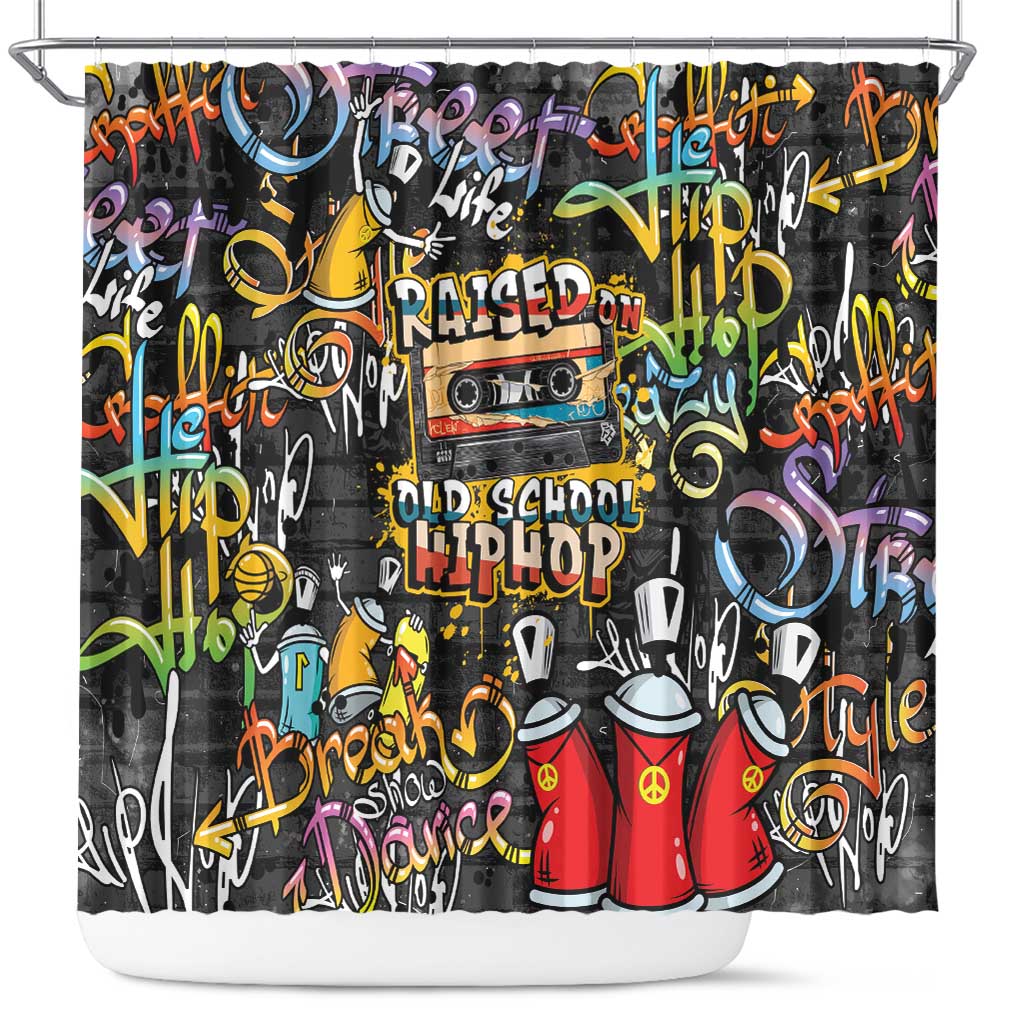 Raised On Hip Hop Shower Curtain Graffiti Art Style - Wonder Print Shop
