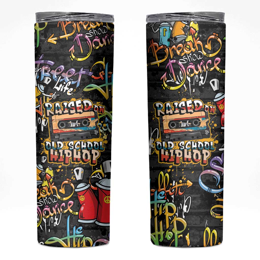 Raised On Hip Hop Skinny Tumbler Graffiti Art Style - Wonder Print Shop