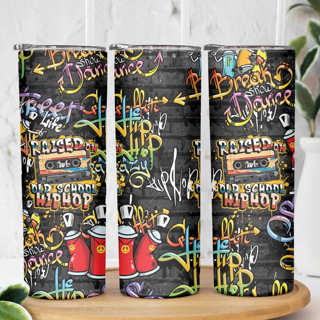 Raised On Hip Hop Skinny Tumbler Graffiti Art Style - Wonder Print Shop