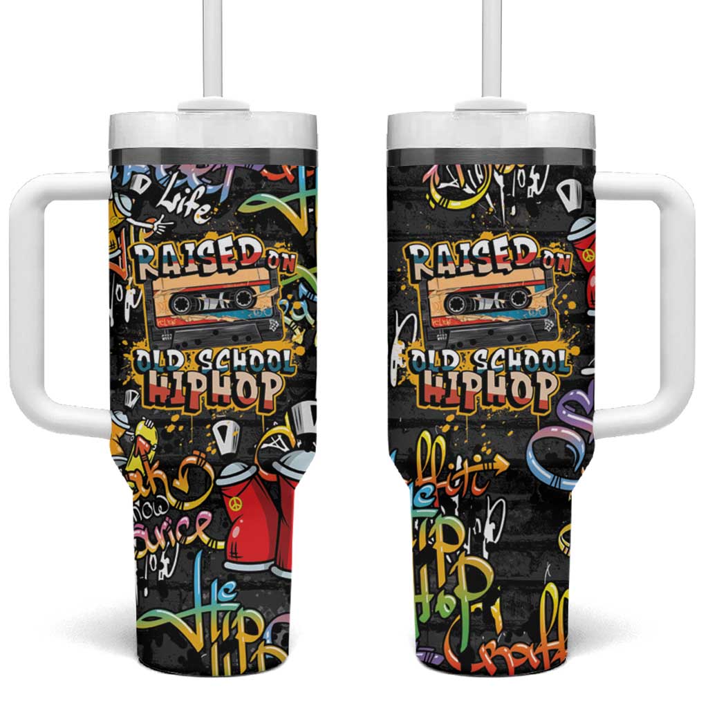 Raised On Hip Hop Tumbler With Handle Graffiti Art Style - Wonder Print Shop