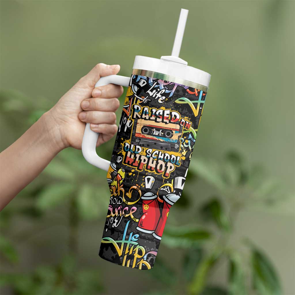 Raised On Hip Hop Tumbler With Handle Graffiti Art Style - Wonder Print Shop