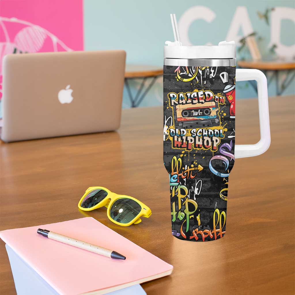 Raised On Hip Hop Tumbler With Handle Graffiti Art Style - Wonder Print Shop