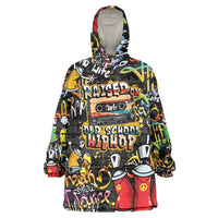 Raised On Hip Hop Wearable Blanket Hoodie Graffiti Art Style - Wonder Print Shop