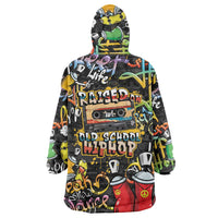 Raised On Hip Hop Wearable Blanket Hoodie Graffiti Art Style - Wonder Print Shop