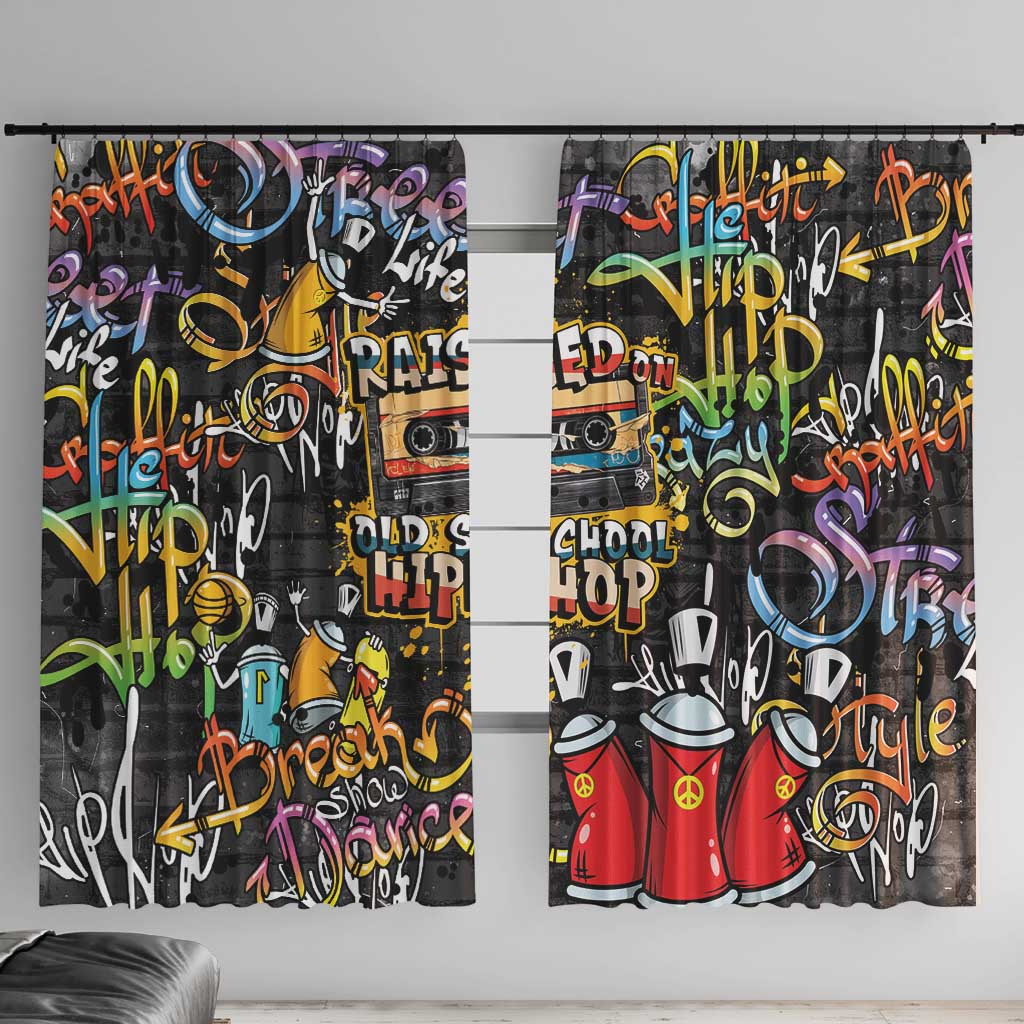 Raised On Hip Hop Window Curtain Graffiti Art Style - Wonder Print Shop