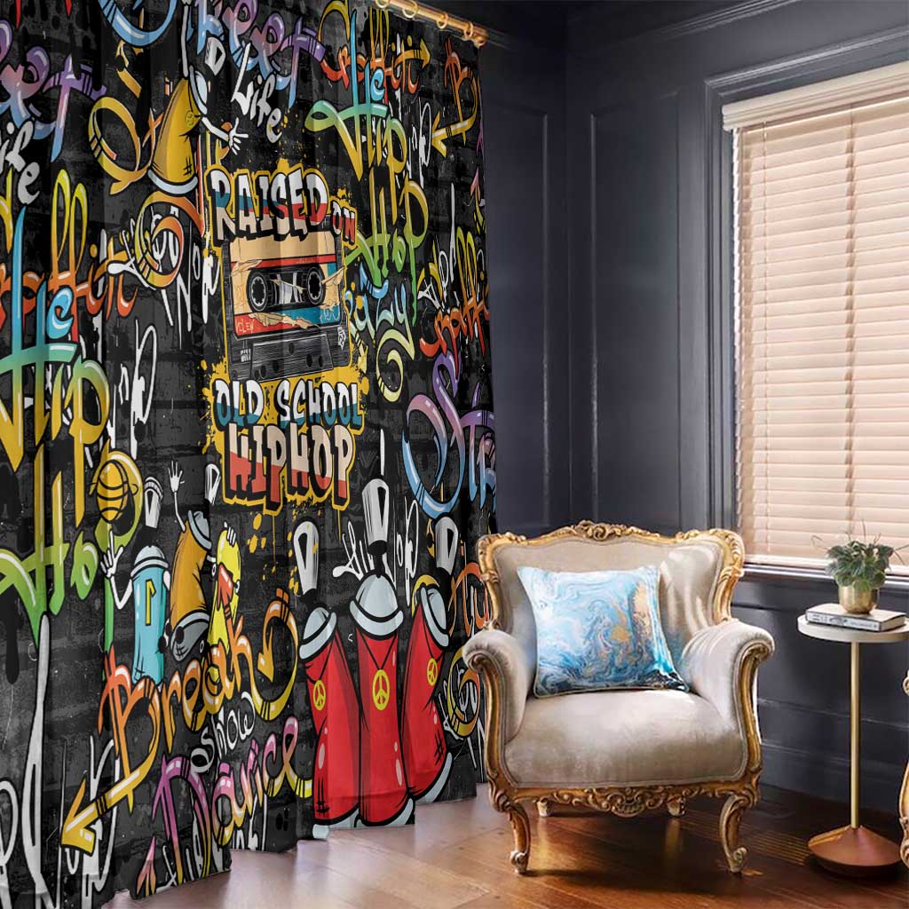 Raised On Hip Hop Window Curtain Graffiti Art Style - Wonder Print Shop