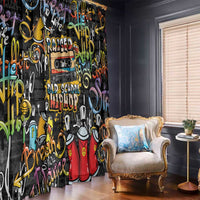 Raised On Hip Hop Window Curtain Graffiti Art Style - Wonder Print Shop