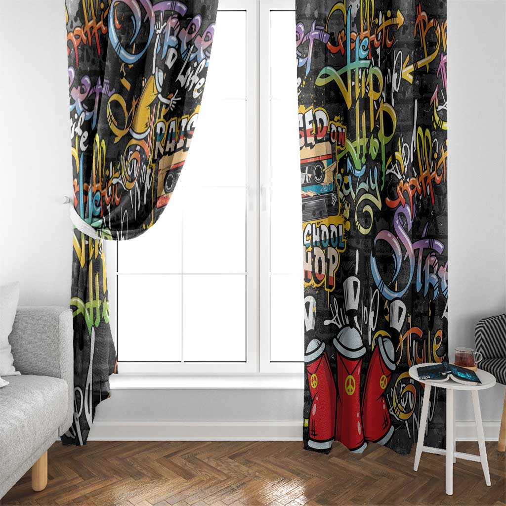Raised On Hip Hop Window Curtain Graffiti Art Style - Wonder Print Shop