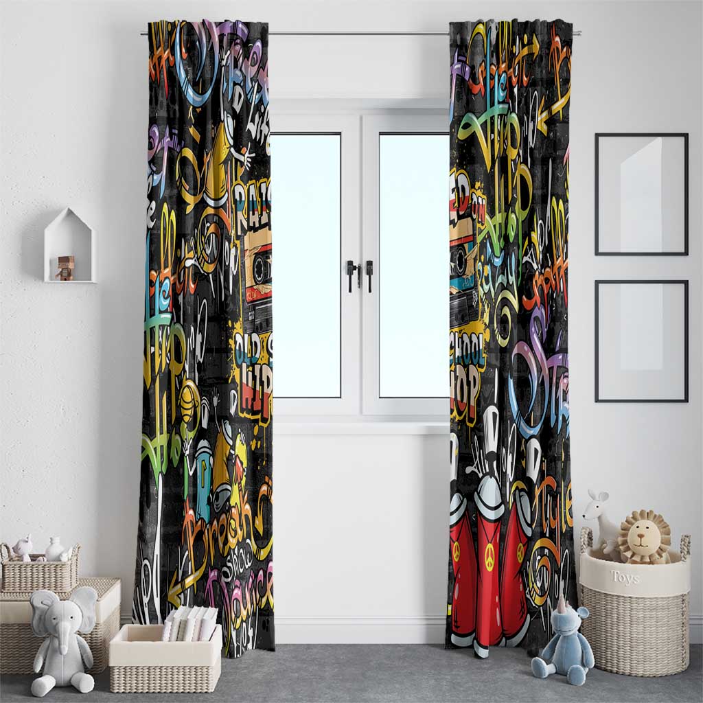 Raised On Hip Hop Window Curtain Graffiti Art Style - Wonder Print Shop