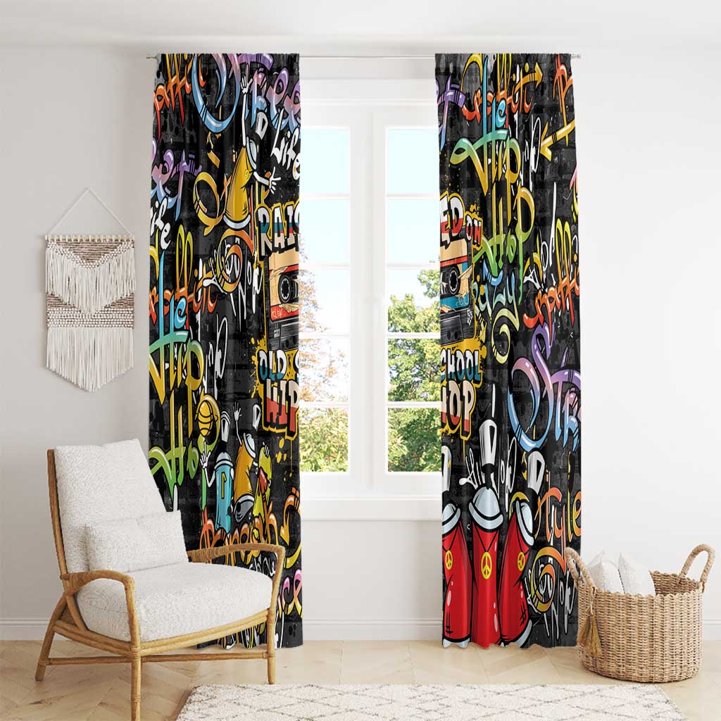 Raised On Hip Hop Window Curtain Graffiti Art Style - Wonder Print Shop