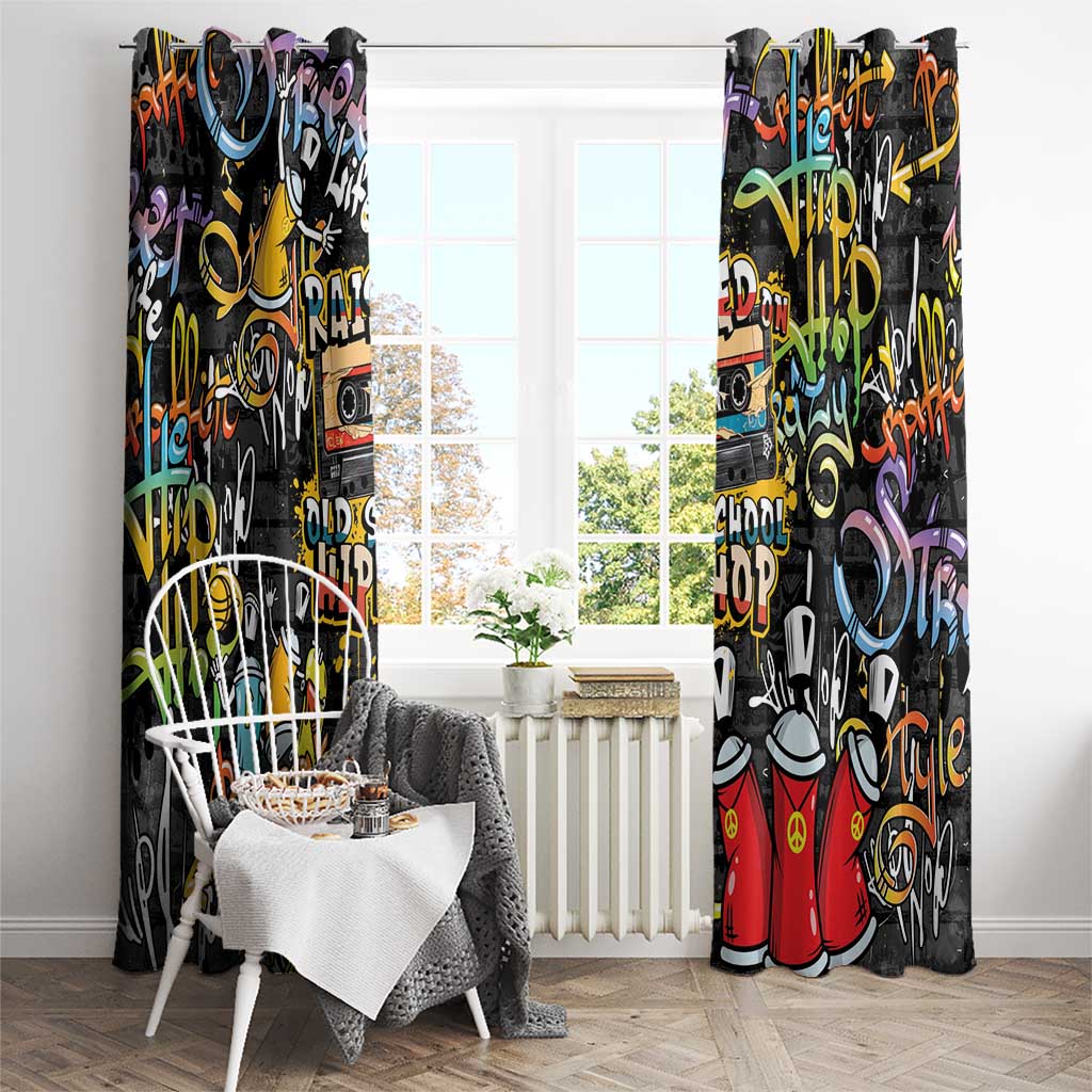 Raised On Hip Hop Window Curtain Graffiti Art Style - Wonder Print Shop