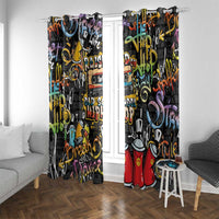 Raised On Hip Hop Window Curtain Graffiti Art Style - Wonder Print Shop