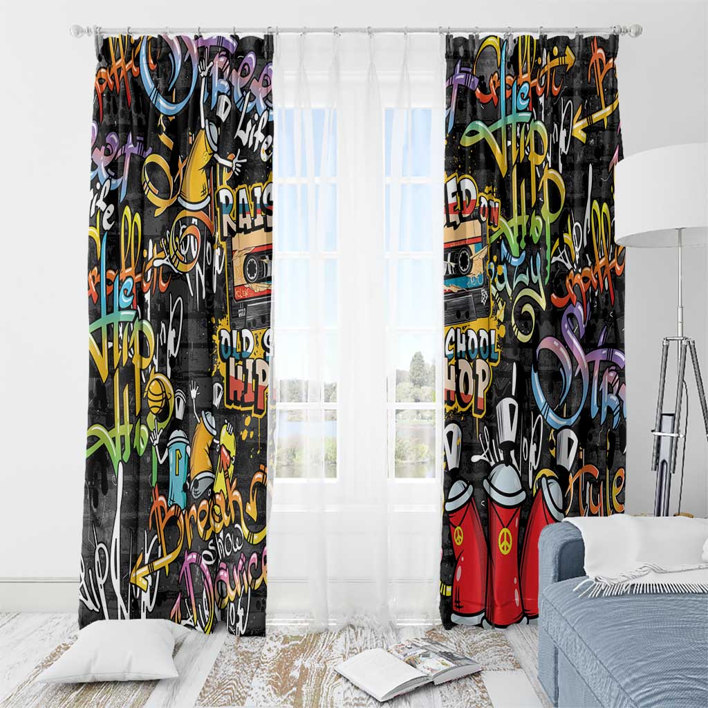 Raised On Hip Hop Window Curtain Graffiti Art Style - Wonder Print Shop
