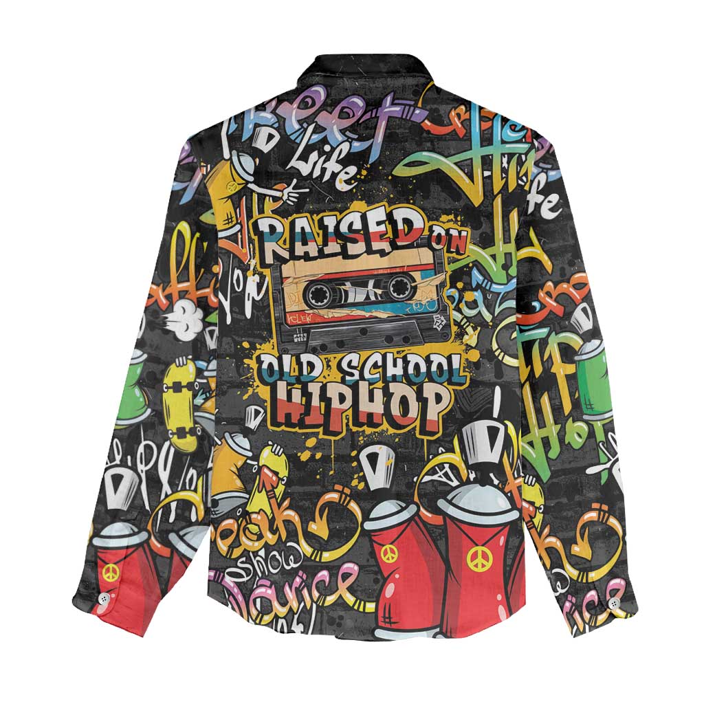 Raised On Hip Hop Women Casual Shirt Graffiti Art Style - Wonder Print Shop