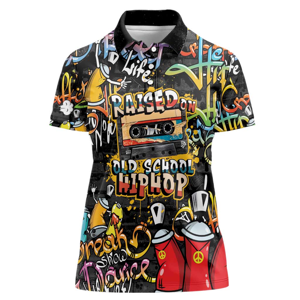 Raised On Hip Hop Women Polo Shirt Graffiti Art Style - Wonder Print Shop