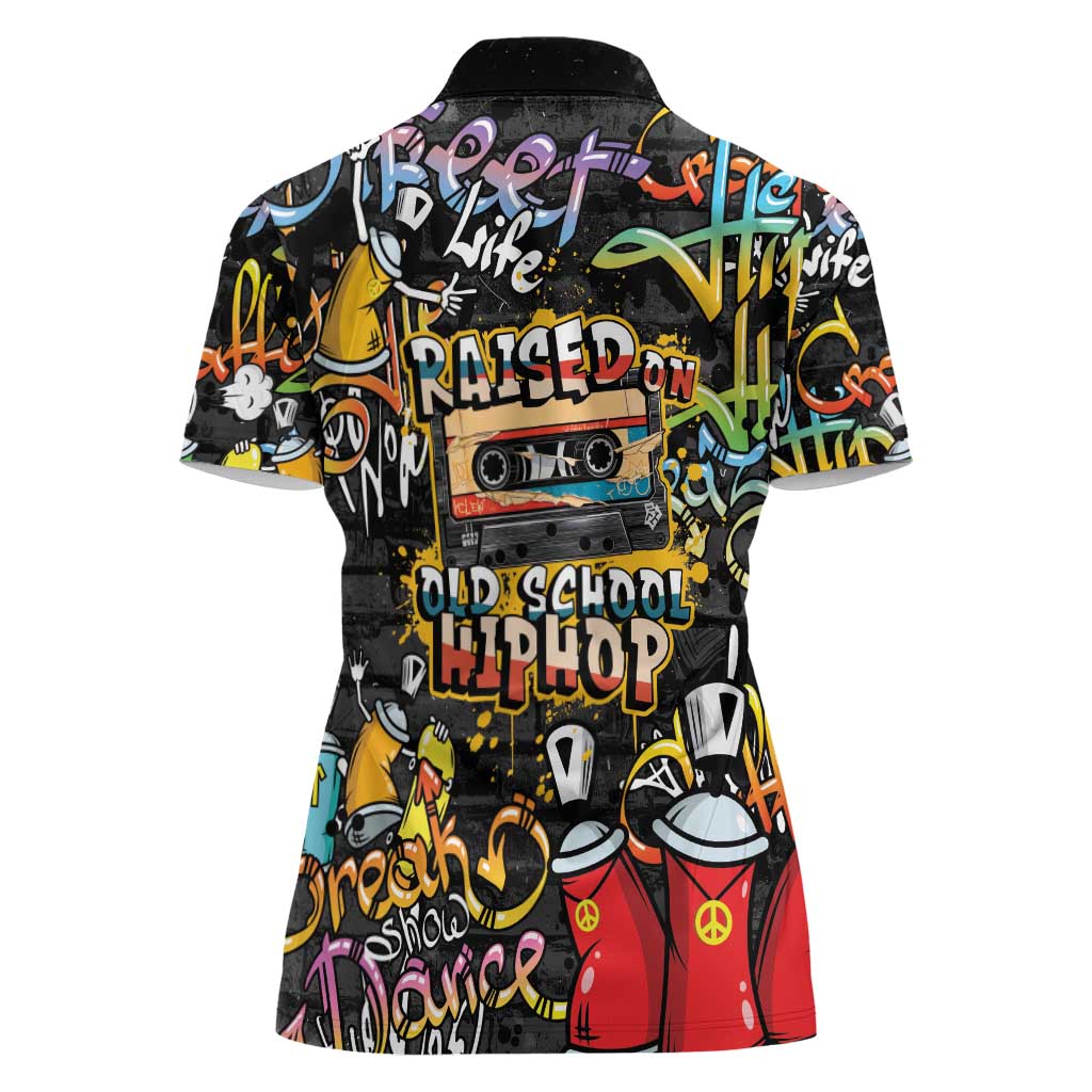 Raised On Hip Hop Women Polo Shirt Graffiti Art Style - Wonder Print Shop