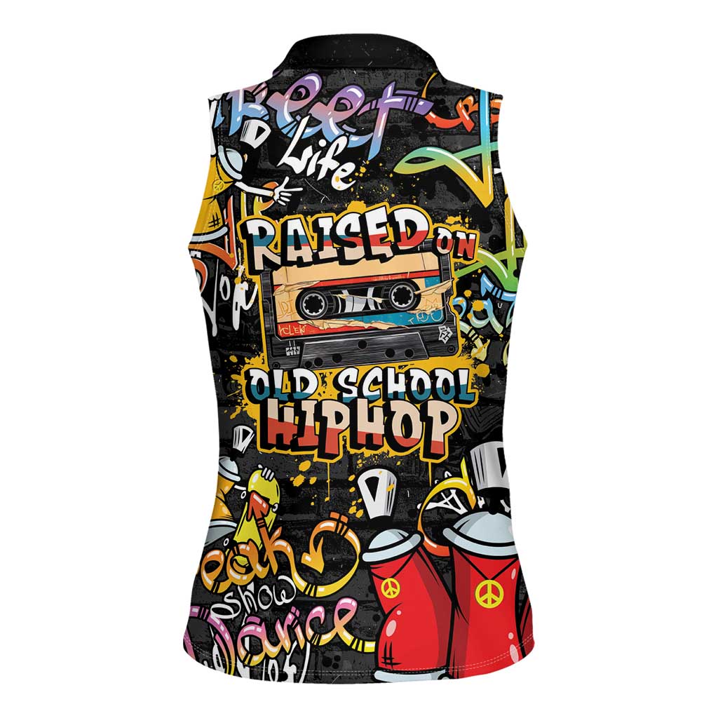 Raised On Hip Hop Women Sleeveless Polo Shirt Graffiti Art Style - Wonder Print Shop