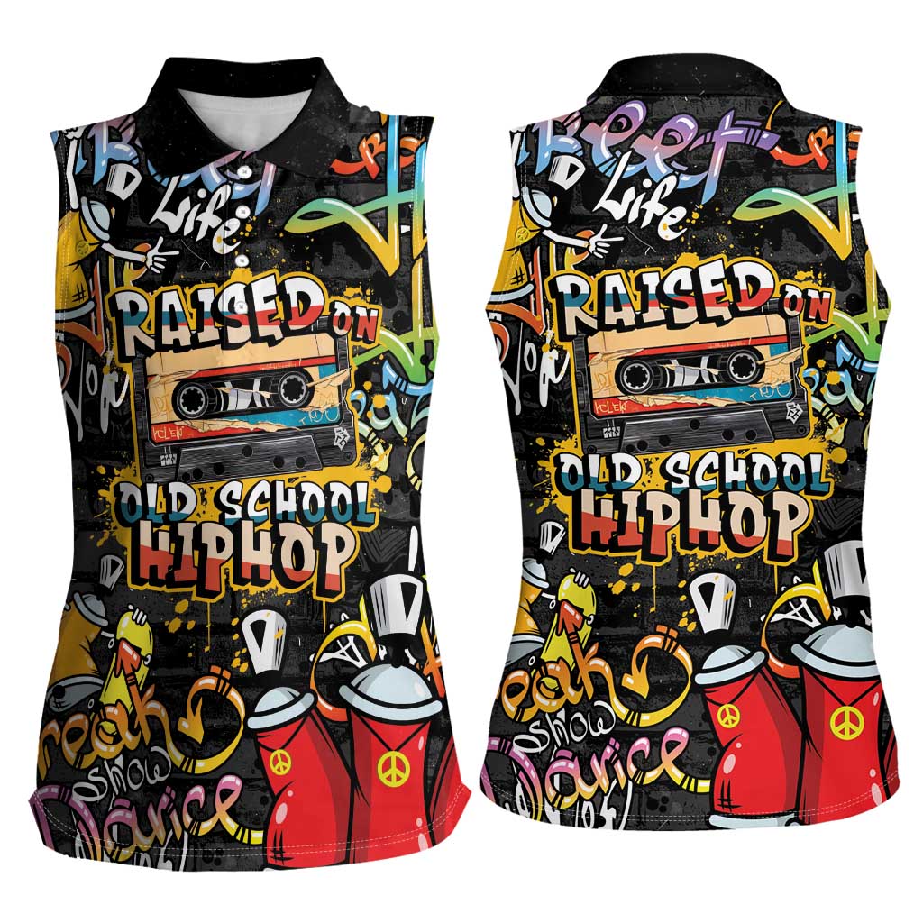 Raised On Hip Hop Women Sleeveless Polo Shirt Graffiti Art Style - Wonder Print Shop