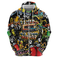 Raised On Hip Hop Zip Hoodie Graffiti Art Style - Wonder Print Shop