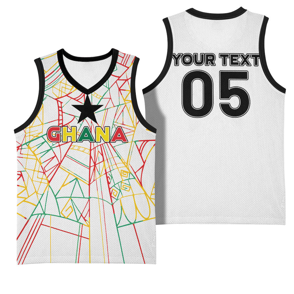 Custom Ghana Football 2026 Basketball Jersey Black Stars Never Fall White Version