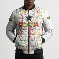 Custom Ghana Football 2026 Bomber Puffer Jacket Black Stars Never Fall White Version