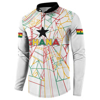 Custom Ghana Football 2026 Button Sweatshirt Black Stars Never Fall White Version