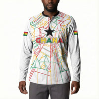 Custom Ghana Football 2026 Button Sweatshirt Black Stars Never Fall White Version