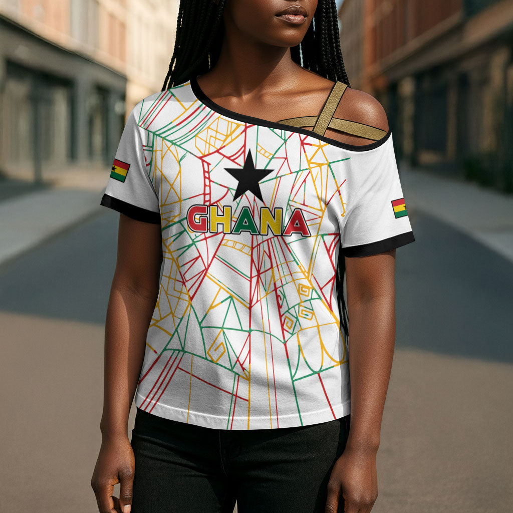 Custom Ghana Football 2026 Cross Shoulder Shirt Black Stars Never Fall White Version