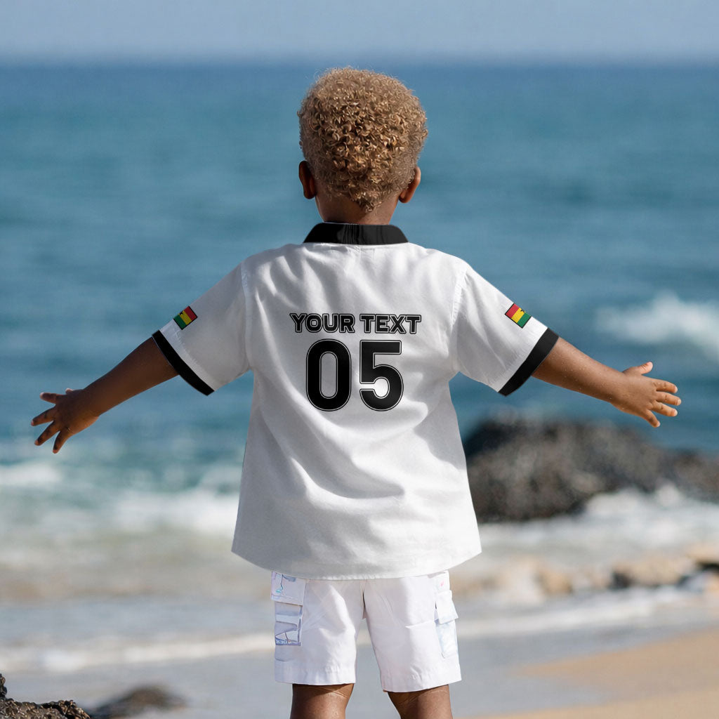 Custom Ghana Football 2026 Kid Hawaiian Shirt Black Stars Never Fall White Version LT05