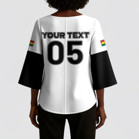 Custom Ghana Football 2026 Kimono Sleeve Blouse Black Stars Never Fall White Version
