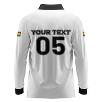 Custom Ghana Football 2026 Long Sleeve Polo Shirt Black Stars Never Fall White Version