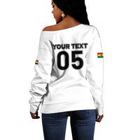 Custom Ghana Football 2026 Off Shoulder Sweater Black Stars Never Fall White Version