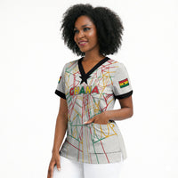 Custom Ghana Football 2026 Scrub Top Black Stars Never Fall White Version