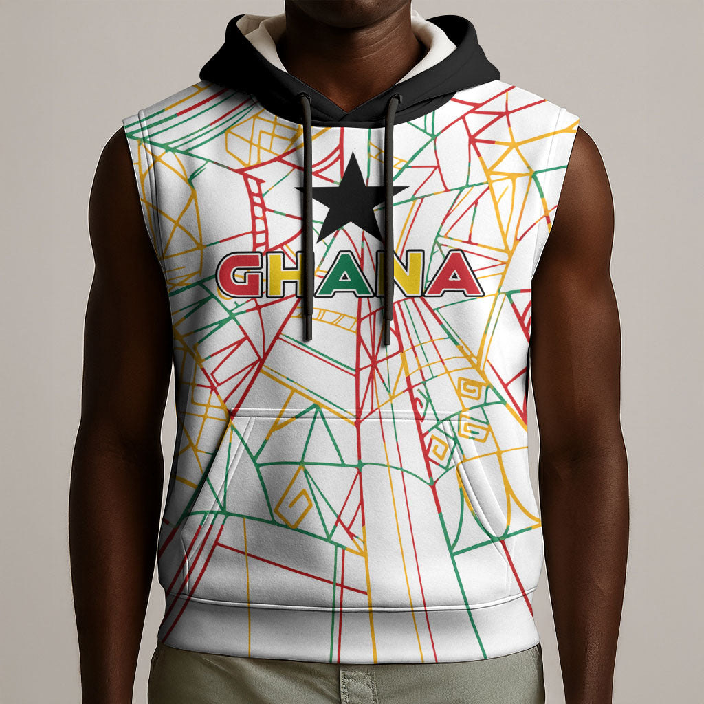 Custom Ghana Football 2026 Sleeveless Hoodie Black Stars Never Fall White Version