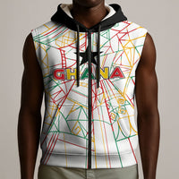 Custom Ghana Football 2026 Sleeveless Zip Hoodie Black Stars Never Fall White Version