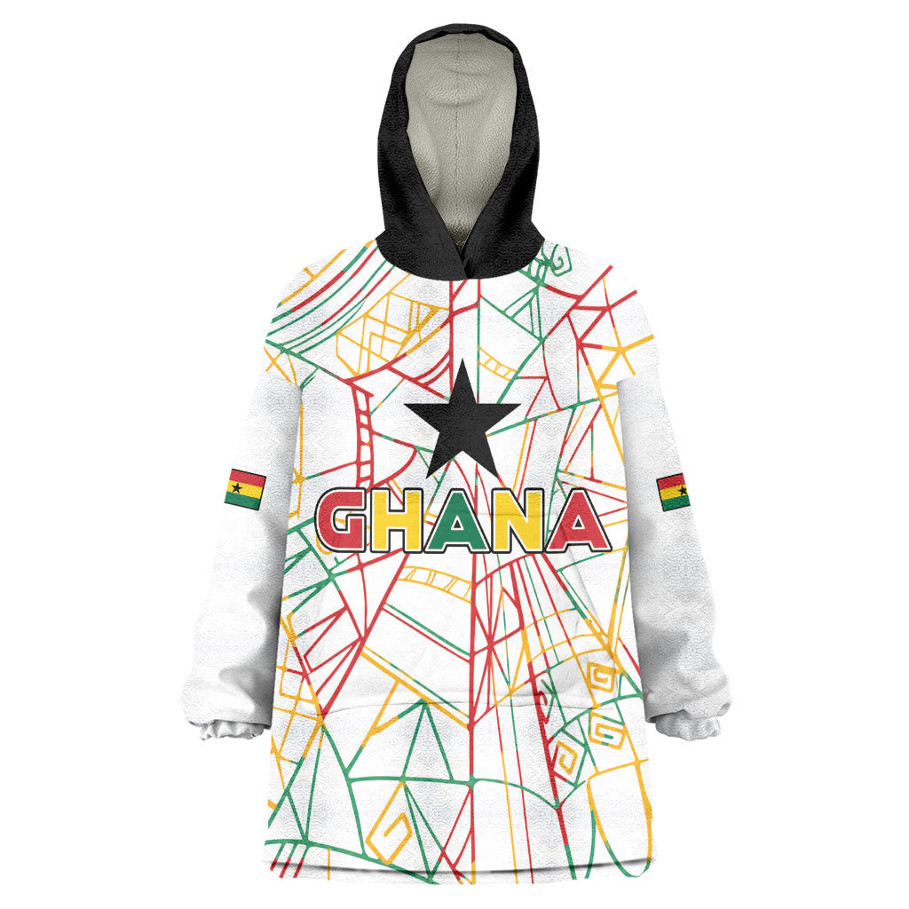Custom Ghana Football 2026 Wearable Blanket Hoodie Black Stars Never Fall White Version