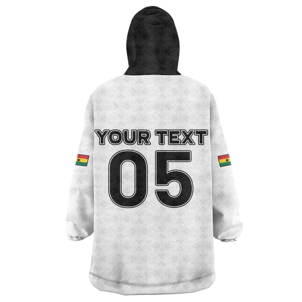 Custom Ghana Football 2026 Wearable Blanket Hoodie Black Stars Never Fall White Version