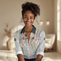 Custom Ghana Football 2026 Women Casual Shirt Black Stars Never Fall White Version