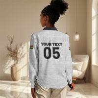 Custom Ghana Football 2026 Women Casual Shirt Black Stars Never Fall White Version